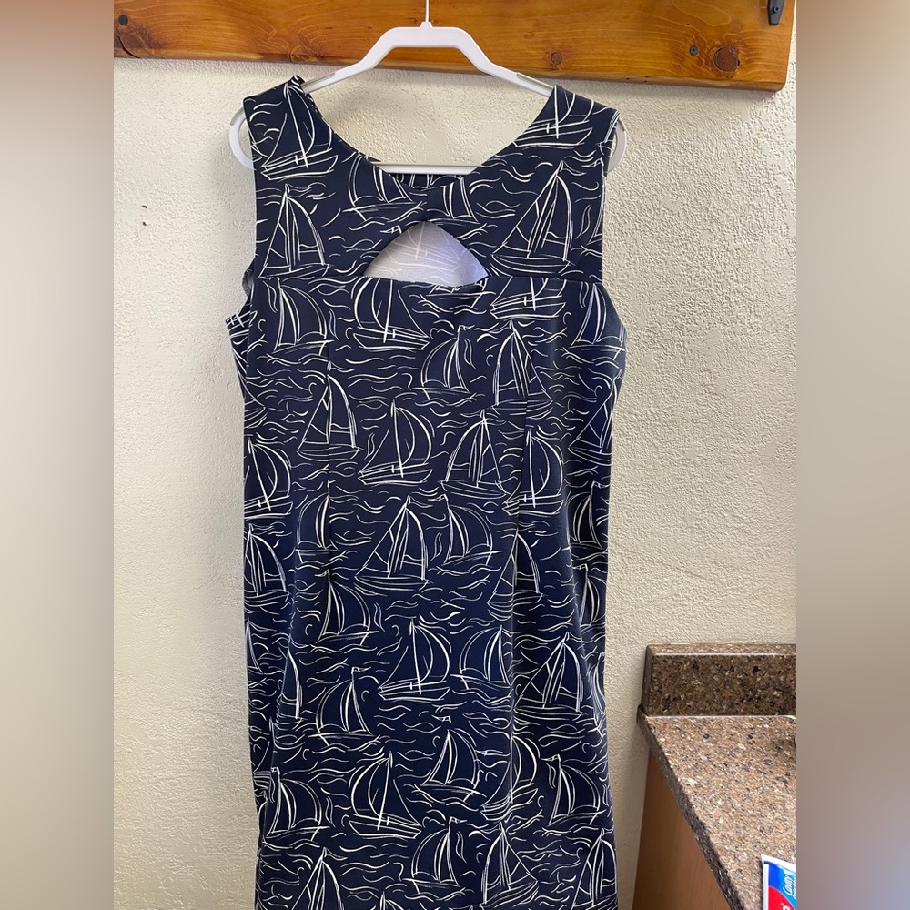 Talbots Navy blue sailboat dress